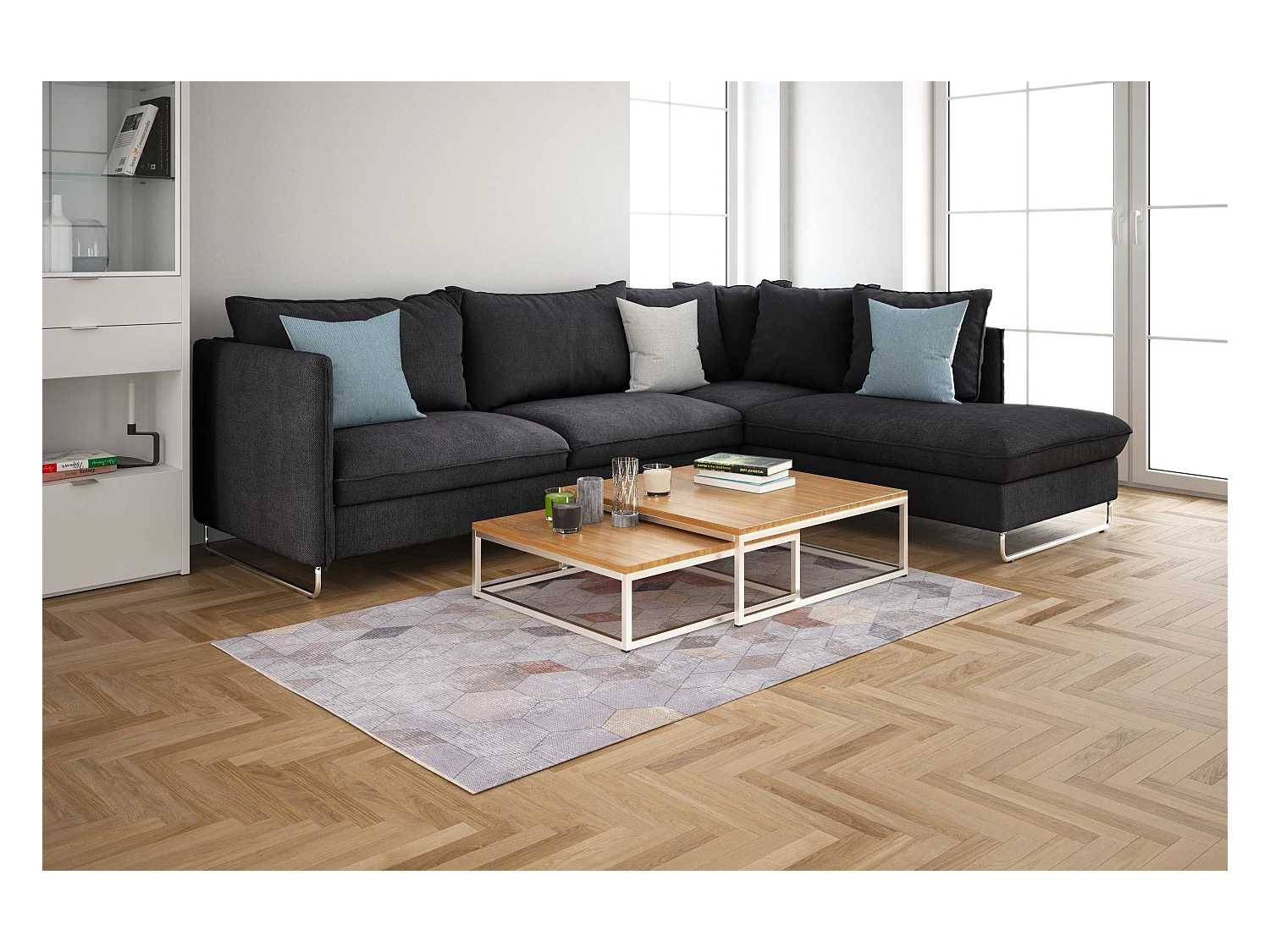 Tapis 65x185 beige Kriens Octa