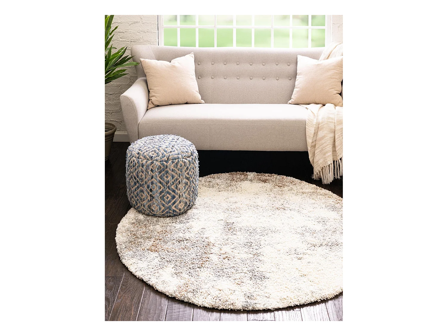 Hochflorteppich 185x185 Beige - Braun Lachen Haze