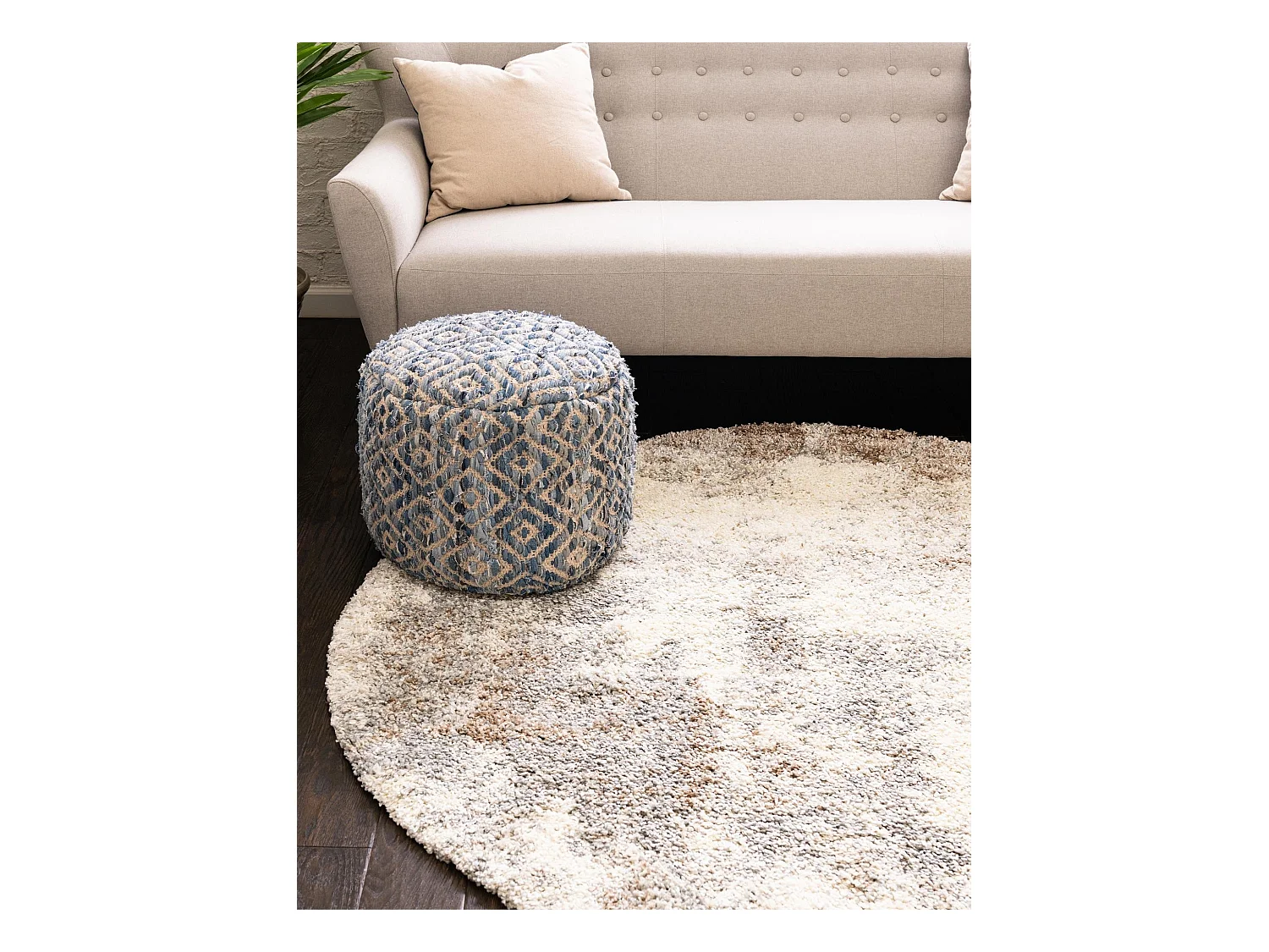 Hoogpolig tapijt 185x185 Beige - Bruin Lachen Haze