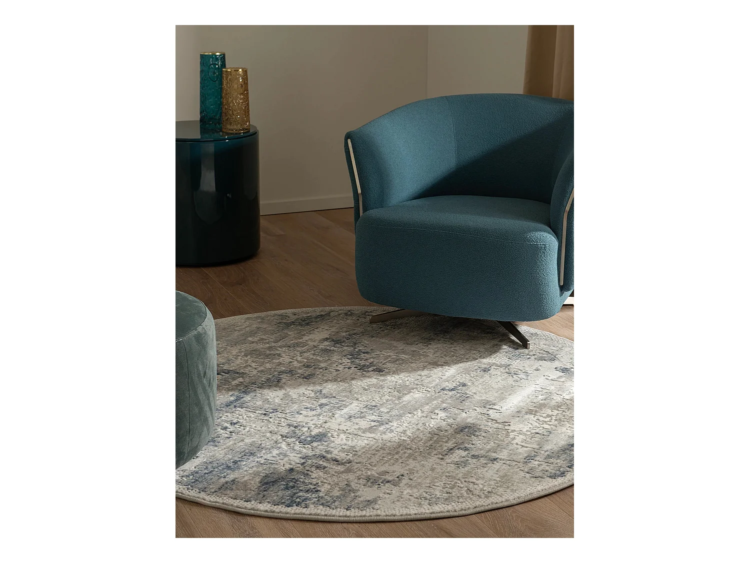 Tapis 125x125 Bleu Davos Excellence