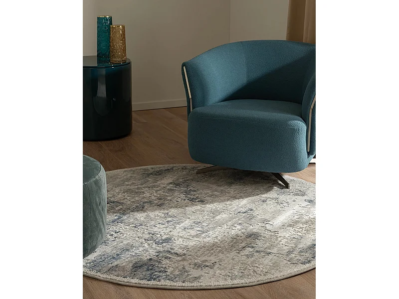 Tapis 125x125 Bleu Davos Excellence