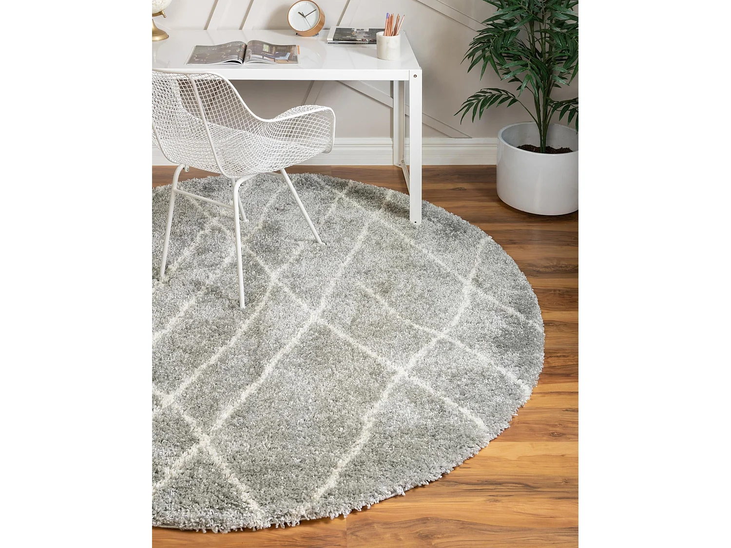Tapis shaggy 185x185 gris Lachen Fence