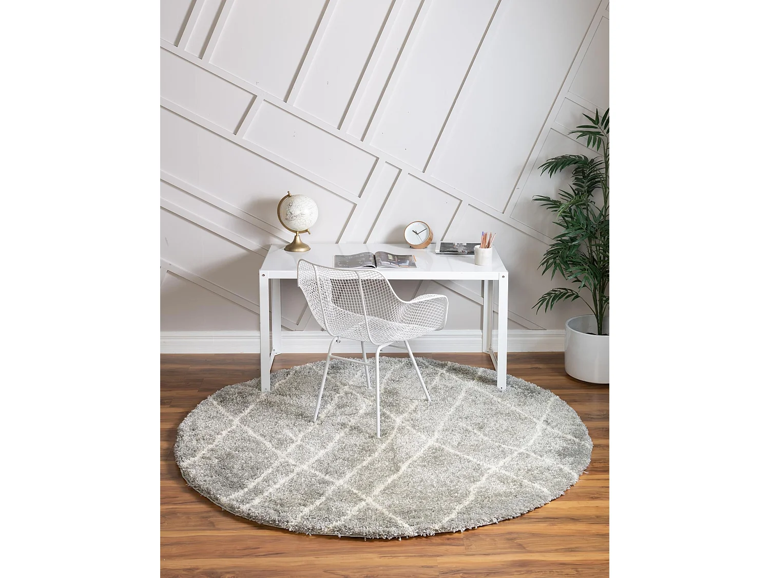 Tapis shaggy 185x185 gris Lachen Fence