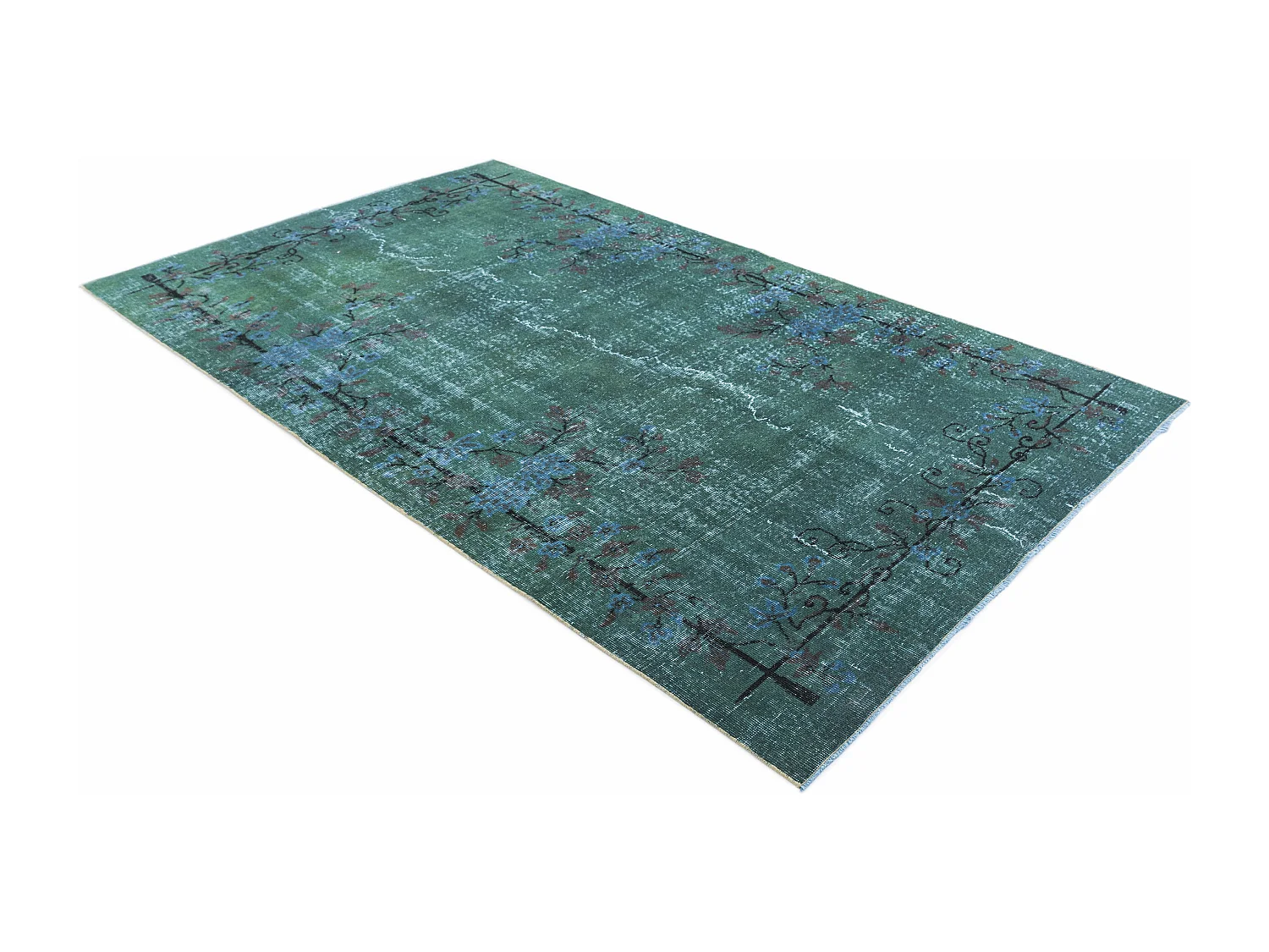 Wollteppich 142x269 Grün Ultra Vintage