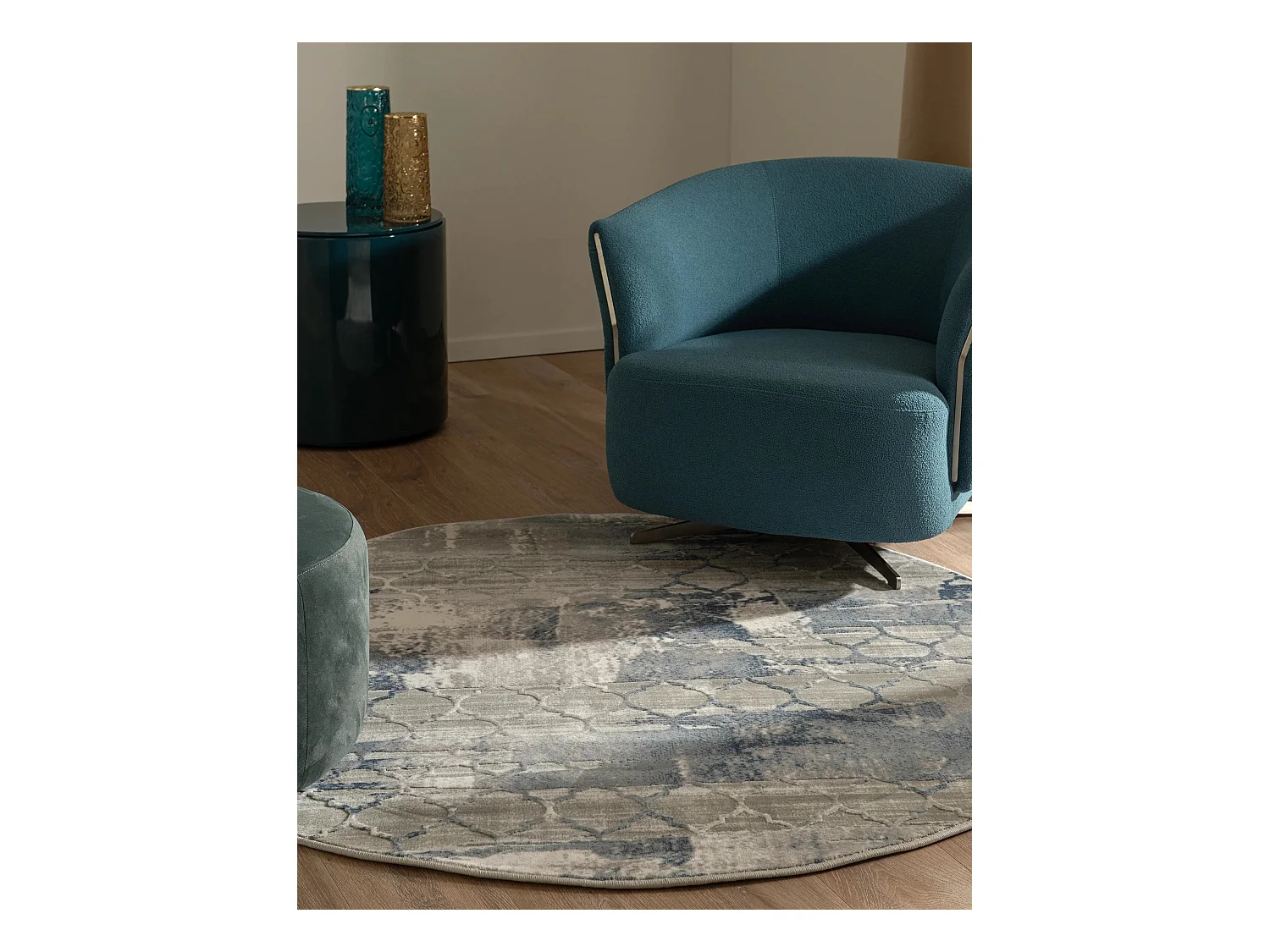 Tapis 125x125 Bleu Davos Mesh