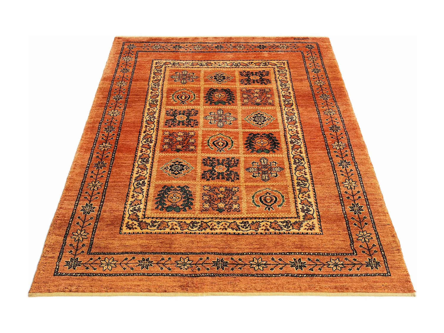 Tapis de laine 109x151 orange Kashkuli