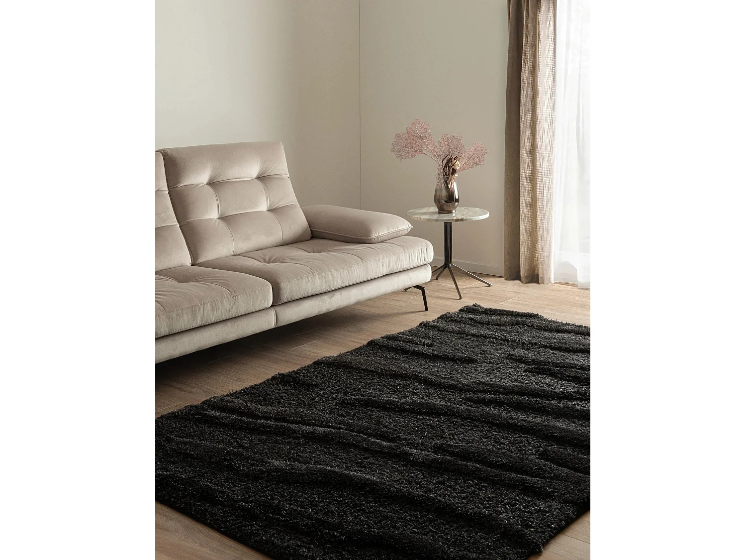 Hoogpolig tapijt 185x125 Zwart Thun Tribus