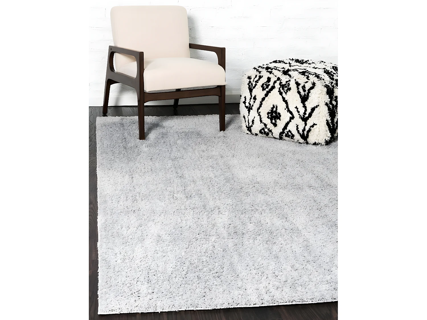 Tapis shaggy 185x275 gris argenté Luzern