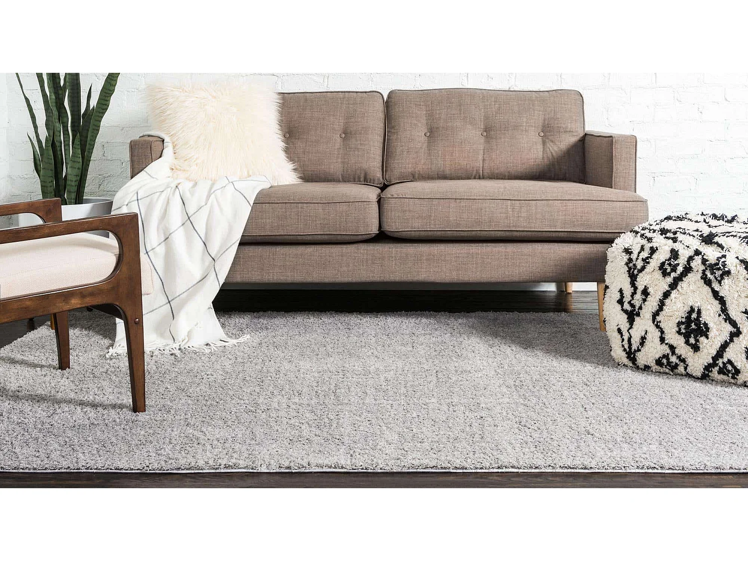 Tapis shaggy 185x275 gris argenté Luzern