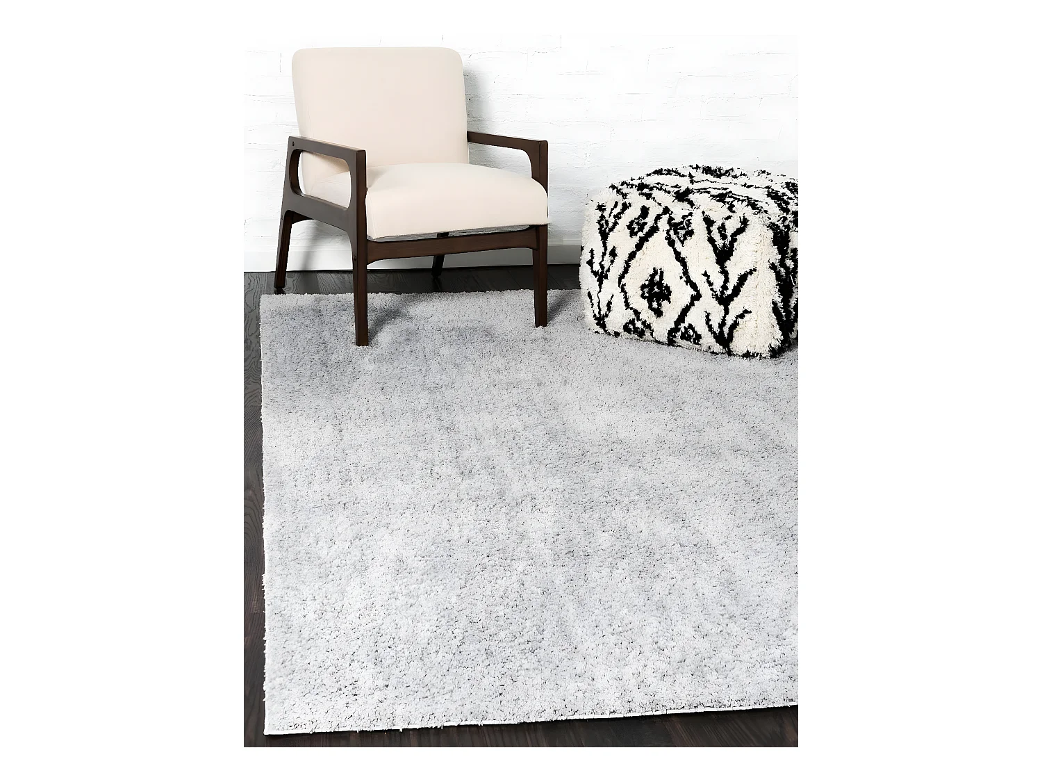 Tapis shaggy 185x275 gris argenté Luzern
