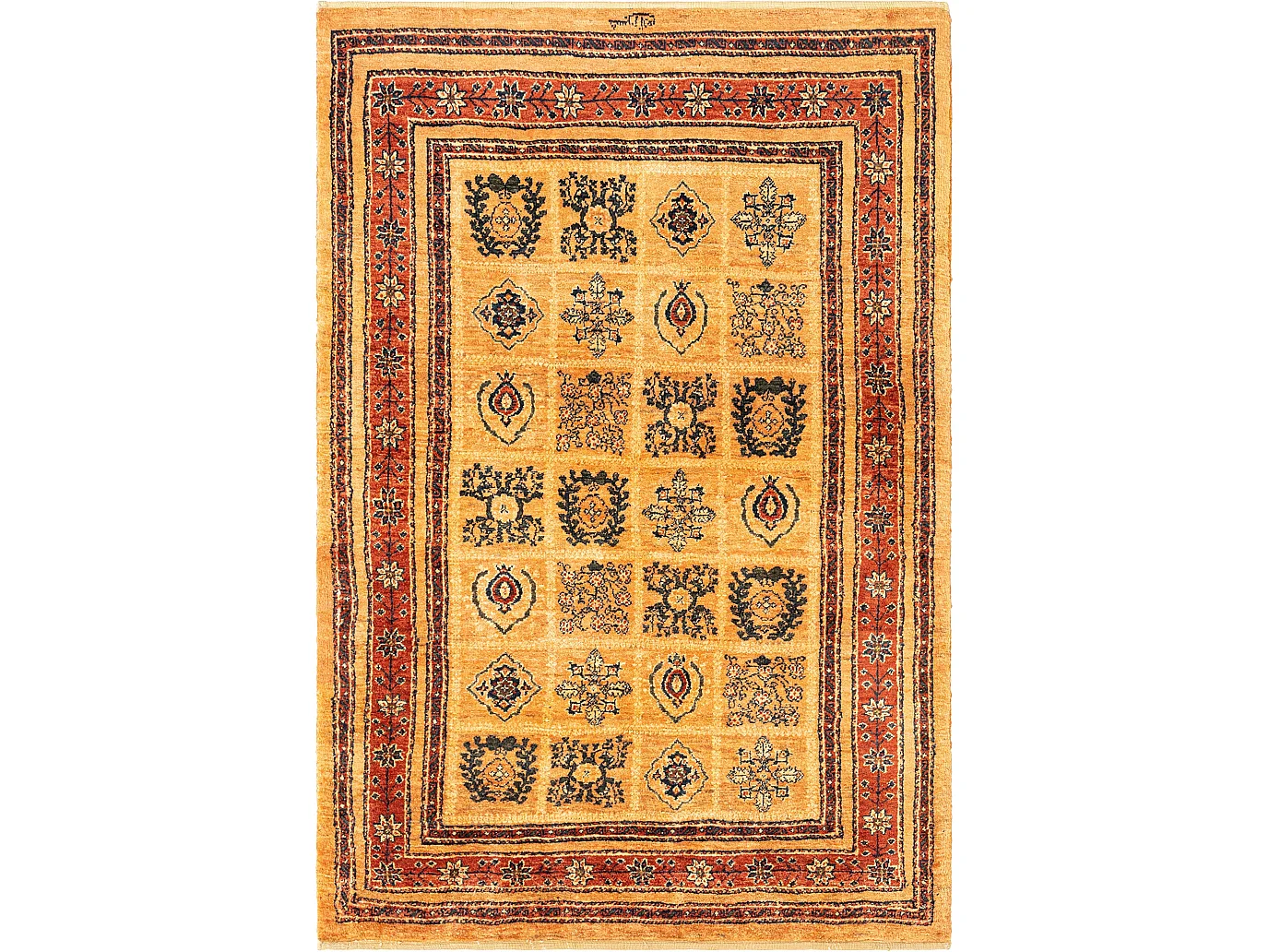 Tapis de laine 105x155 orange Kashkuli