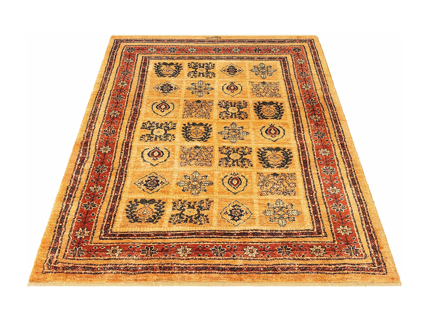 Tapis de laine 105x155 orange Kashkuli