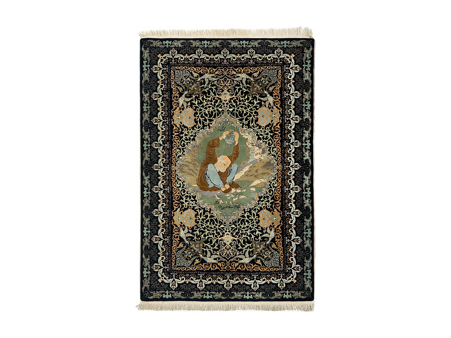 Wollteppich 135x211 Blau Ghom