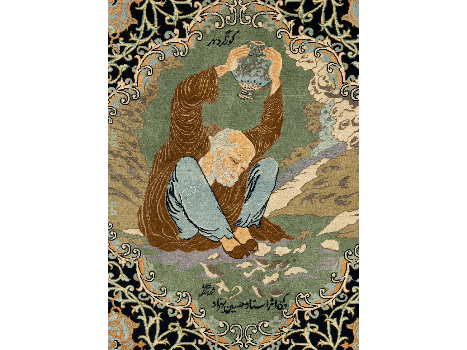 Wollteppich 135x211 Blau Ghom