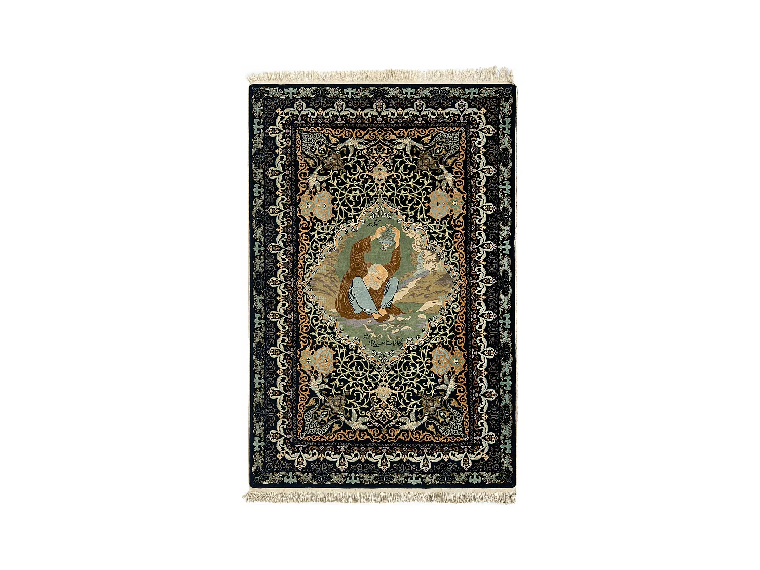 Tapis de laine 135x211 Bleu Ghom