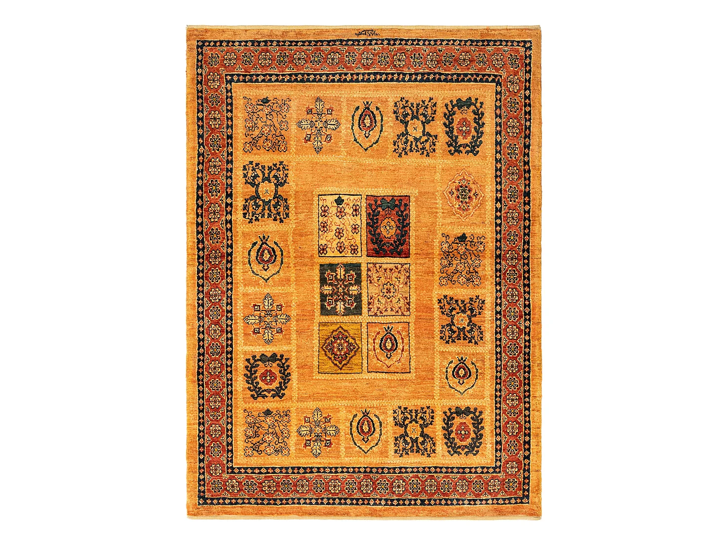Tapis de laine 110x151 orange Kashkuli