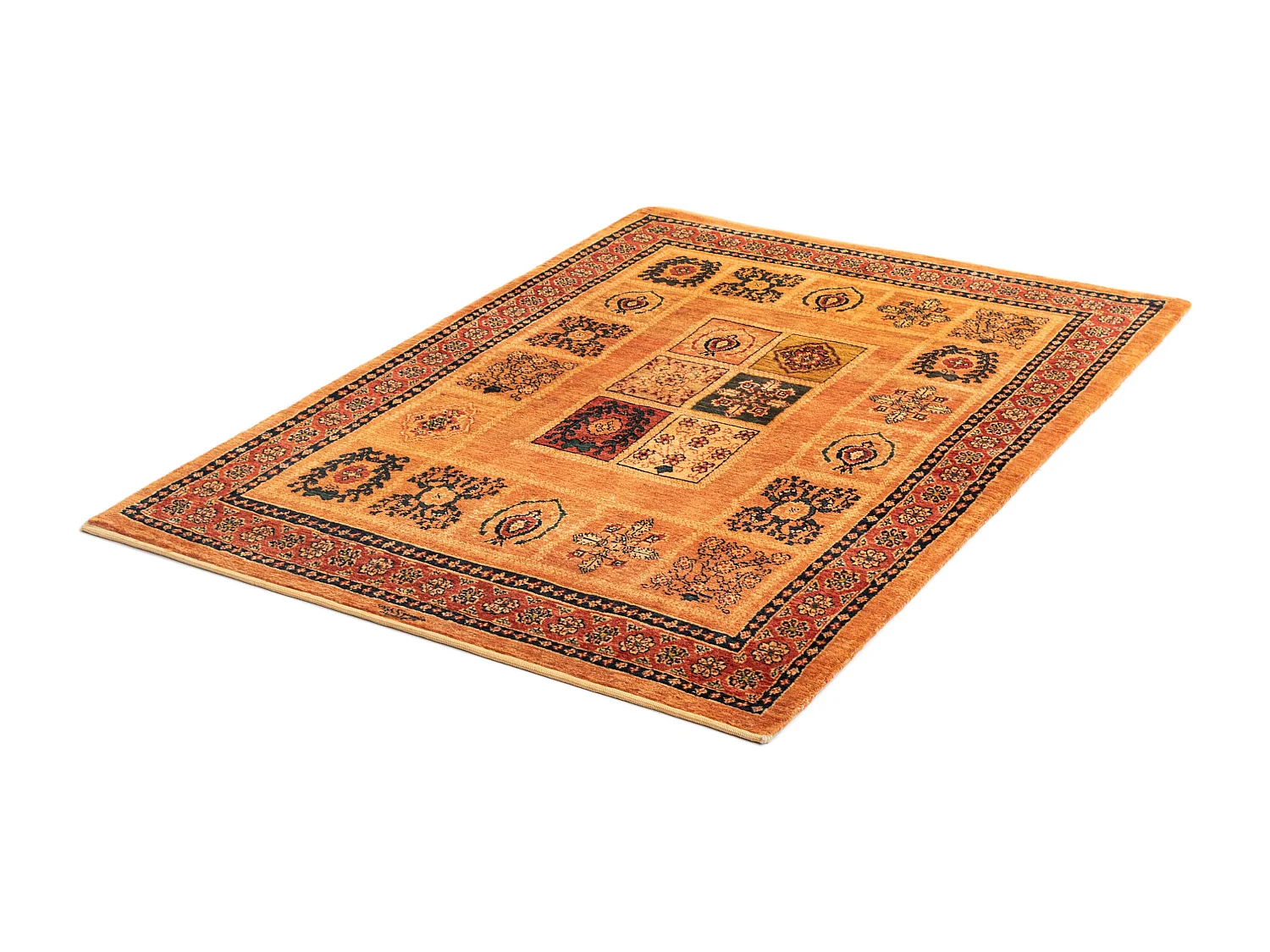Tapis de laine 110x151 orange Kashkuli