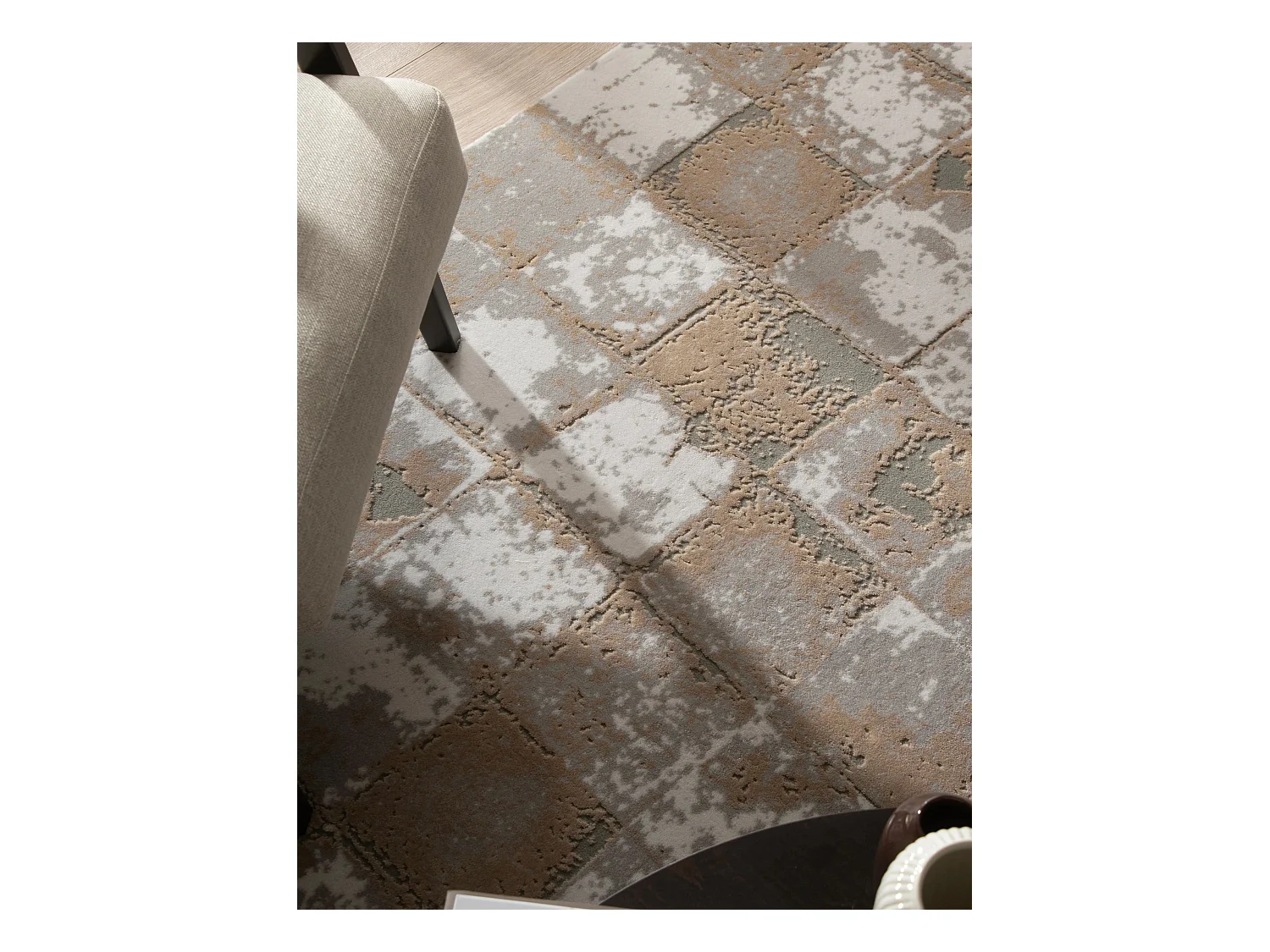 Tapijt 160x160 Beige Davos Cube