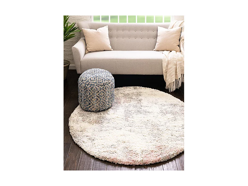 Hochflorteppich 125x125 Beige - Rosa Lachen Haze