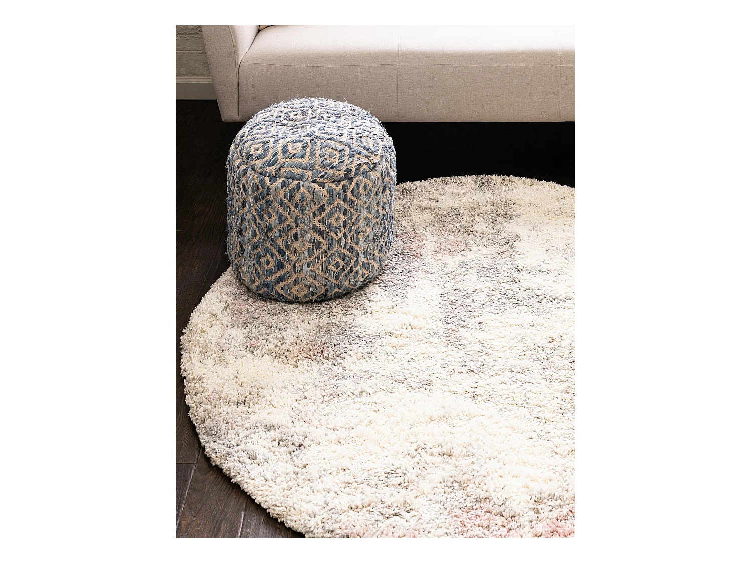 Hochflorteppich 125x125 Beige - Rosa Lachen Haze