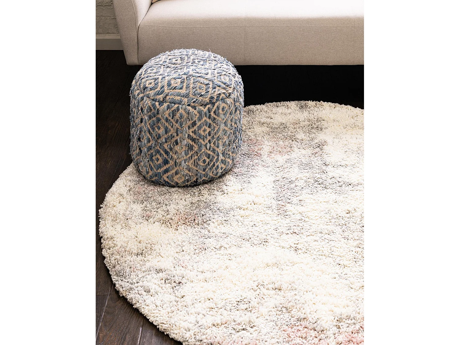 Hoogpolig tapijt 125x125 Beige - Roze Lachen Haze