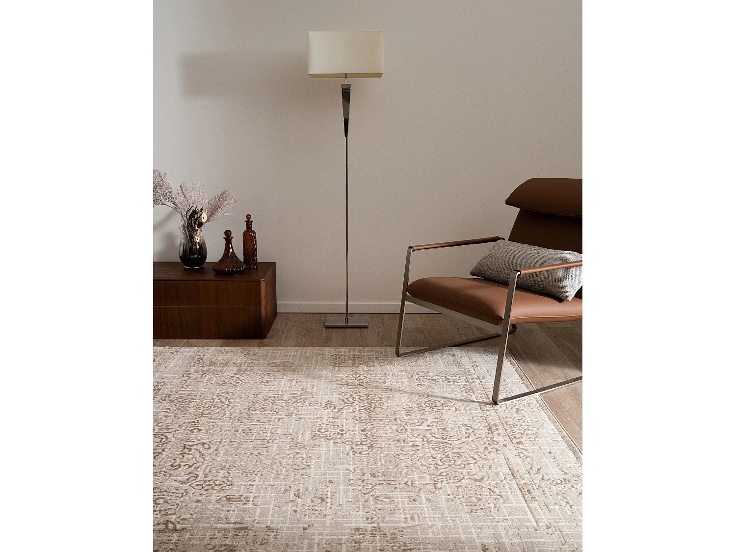 Tapis 240x240 beige Bern Shimmer