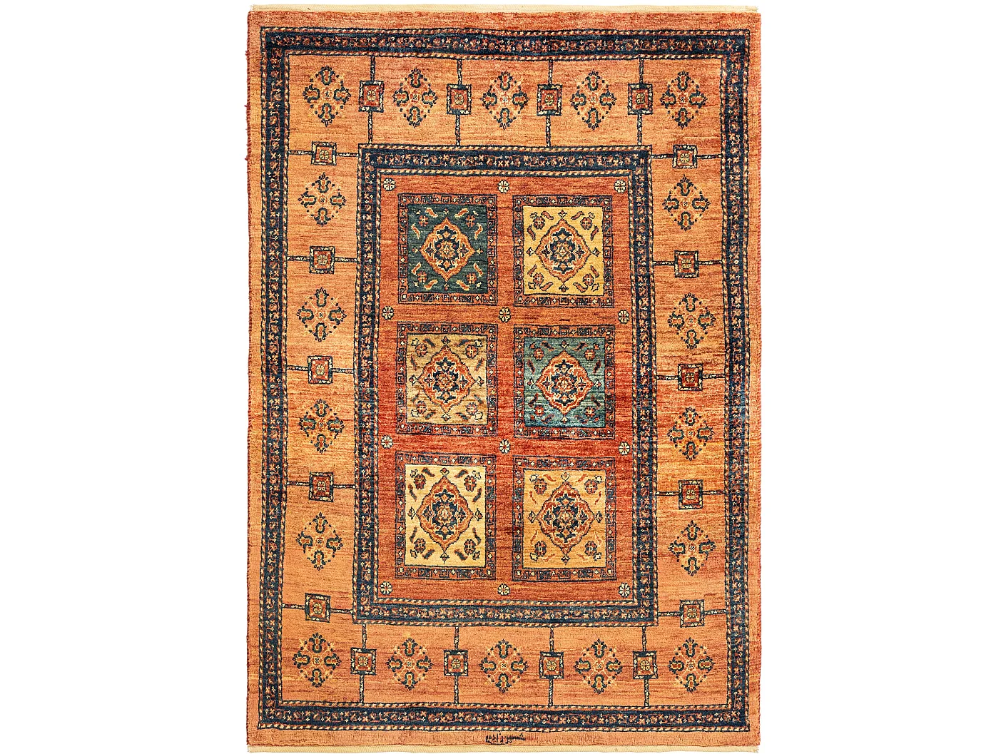 Wollteppich 105x155 Braun Kashkuli