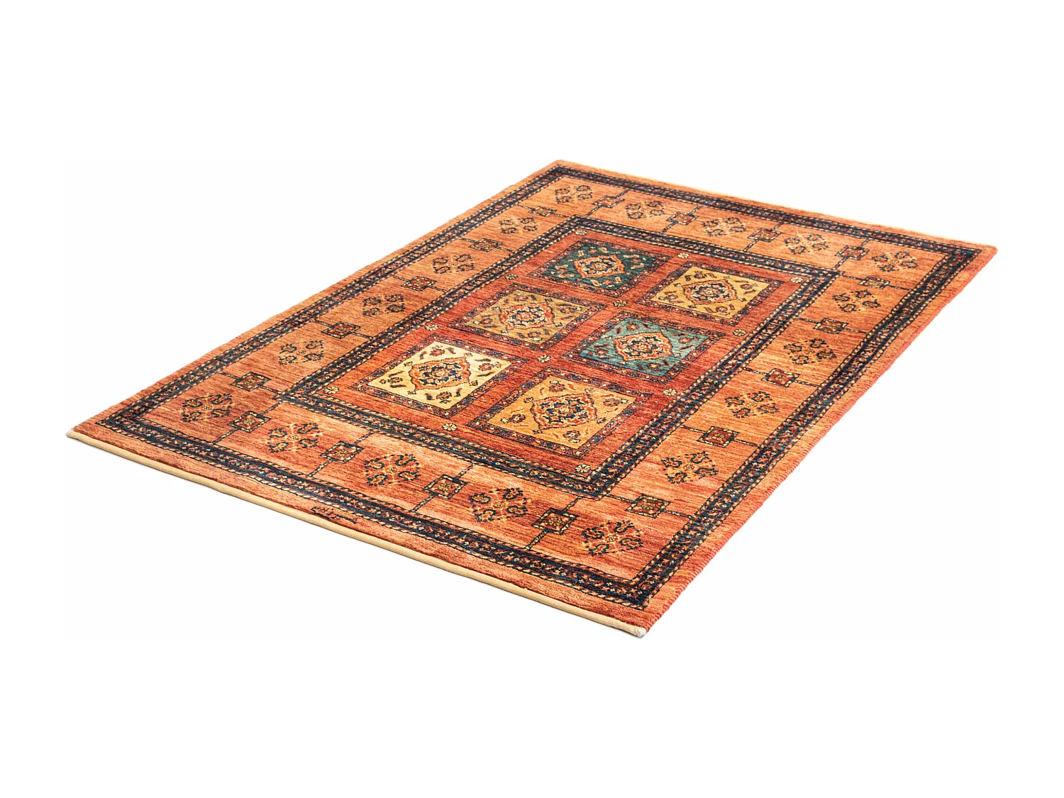 Wollteppich 105x155 Braun Kashkuli