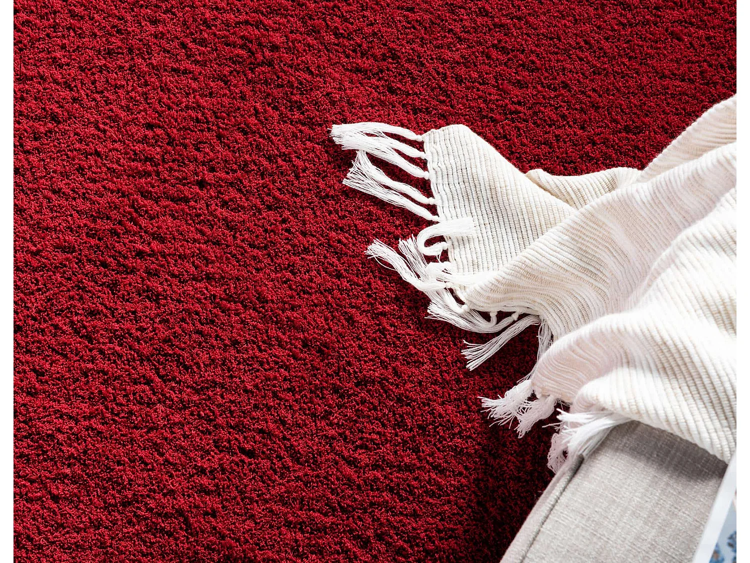 Tapis shaggy 125x125 rouge Luzern