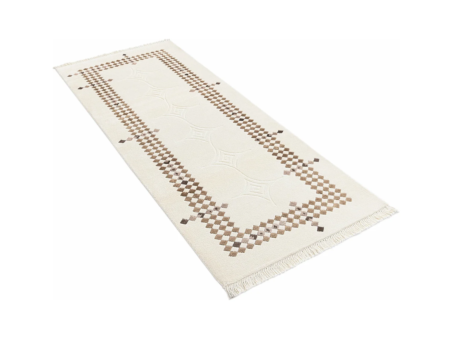 Läufer-Wollteppich 79x198 Beige Darya