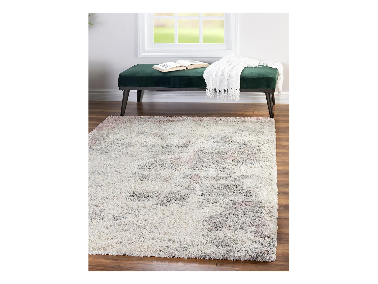 Tapis shaggy 185x185 beige - rose Lachen Haze