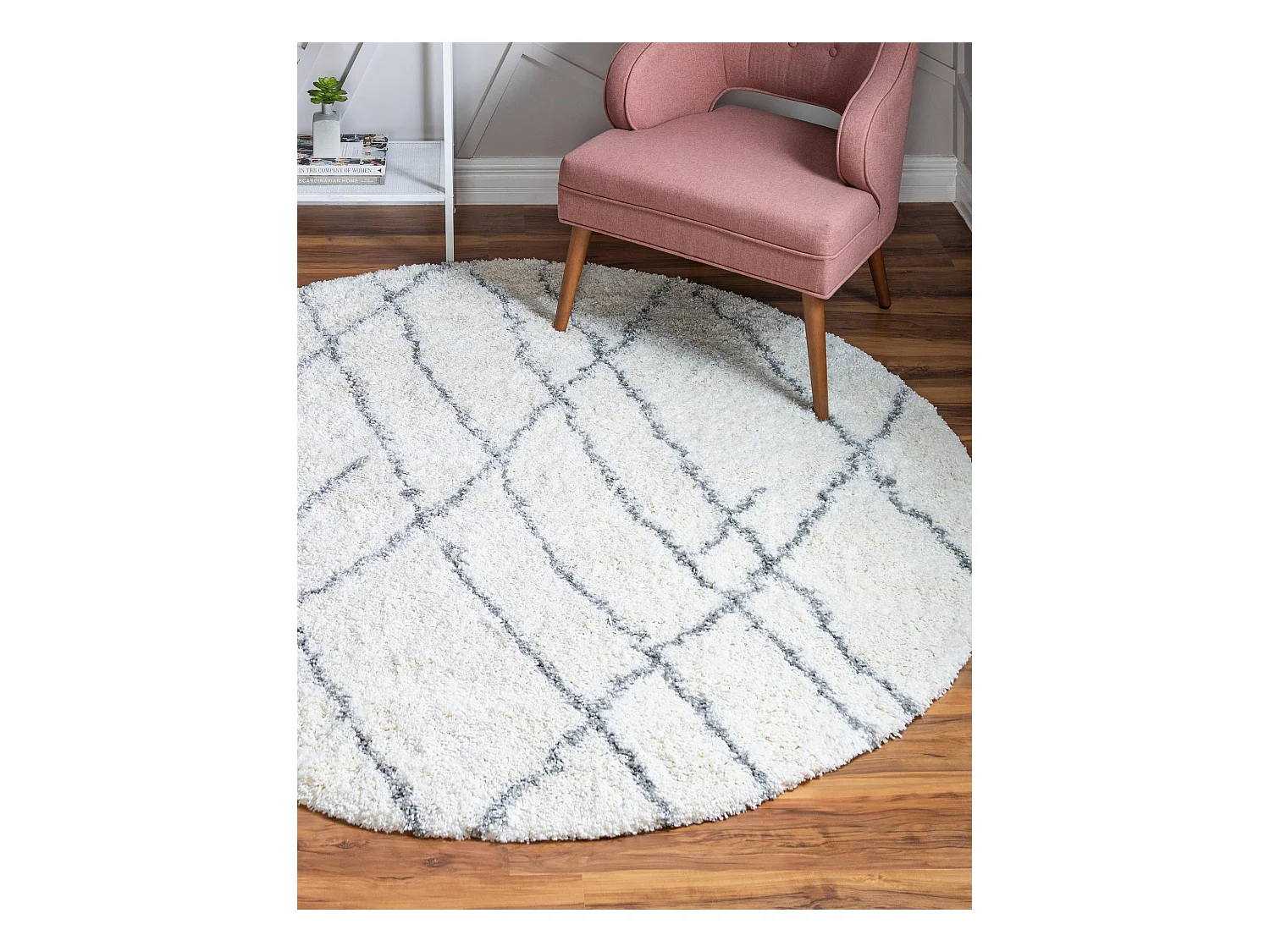 Tapis shaggy 240x240 blanc crème Lachen Fence