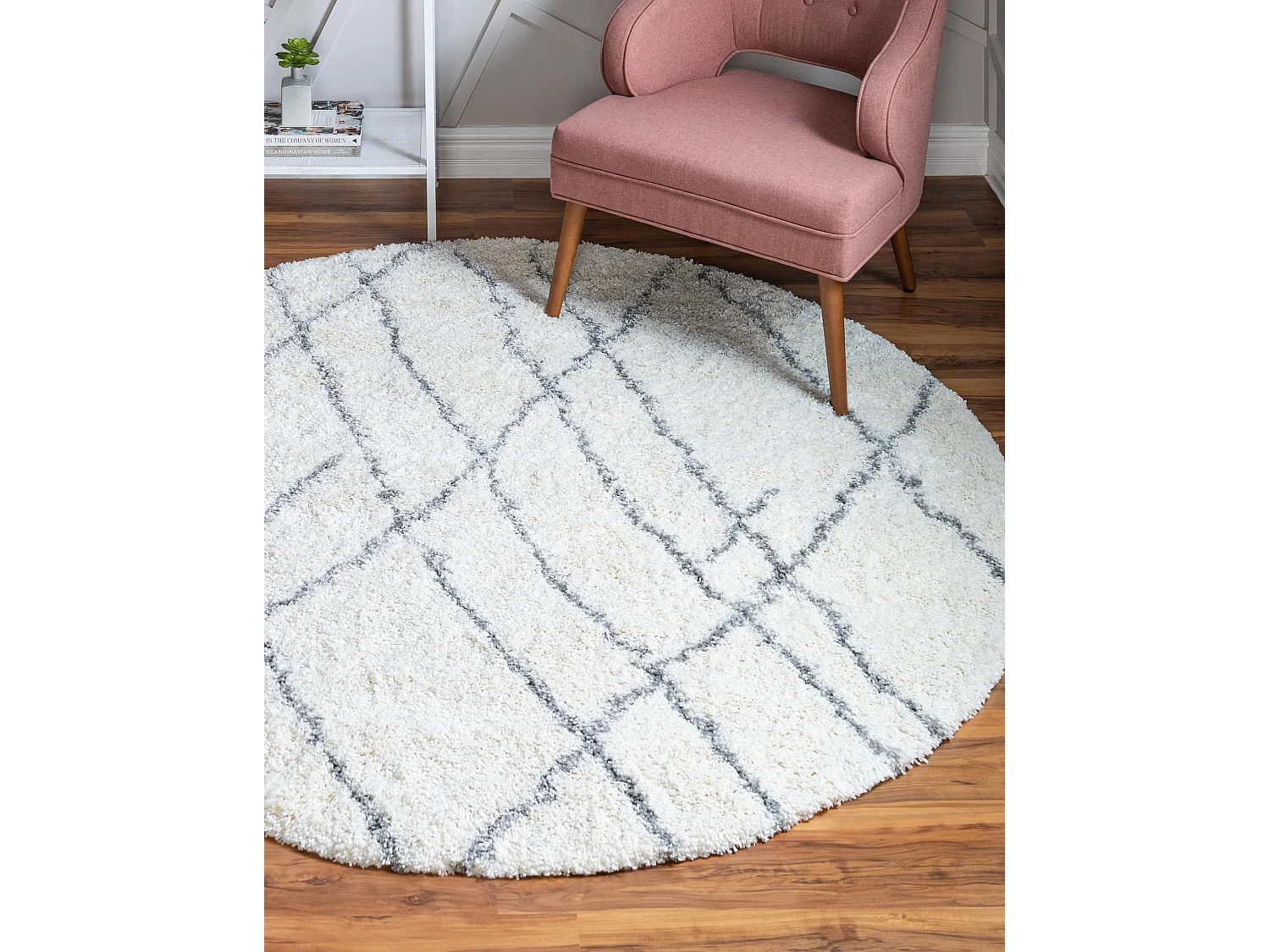 Tapis shaggy 240x240 blanc crème Lachen Fence