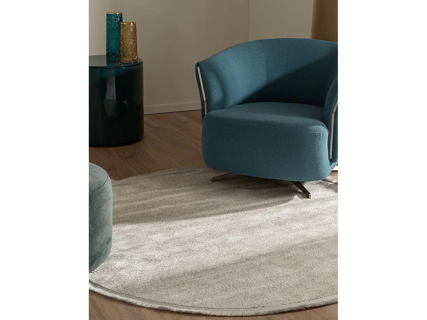 Tapis 125x125 gris clair Davos Cilia