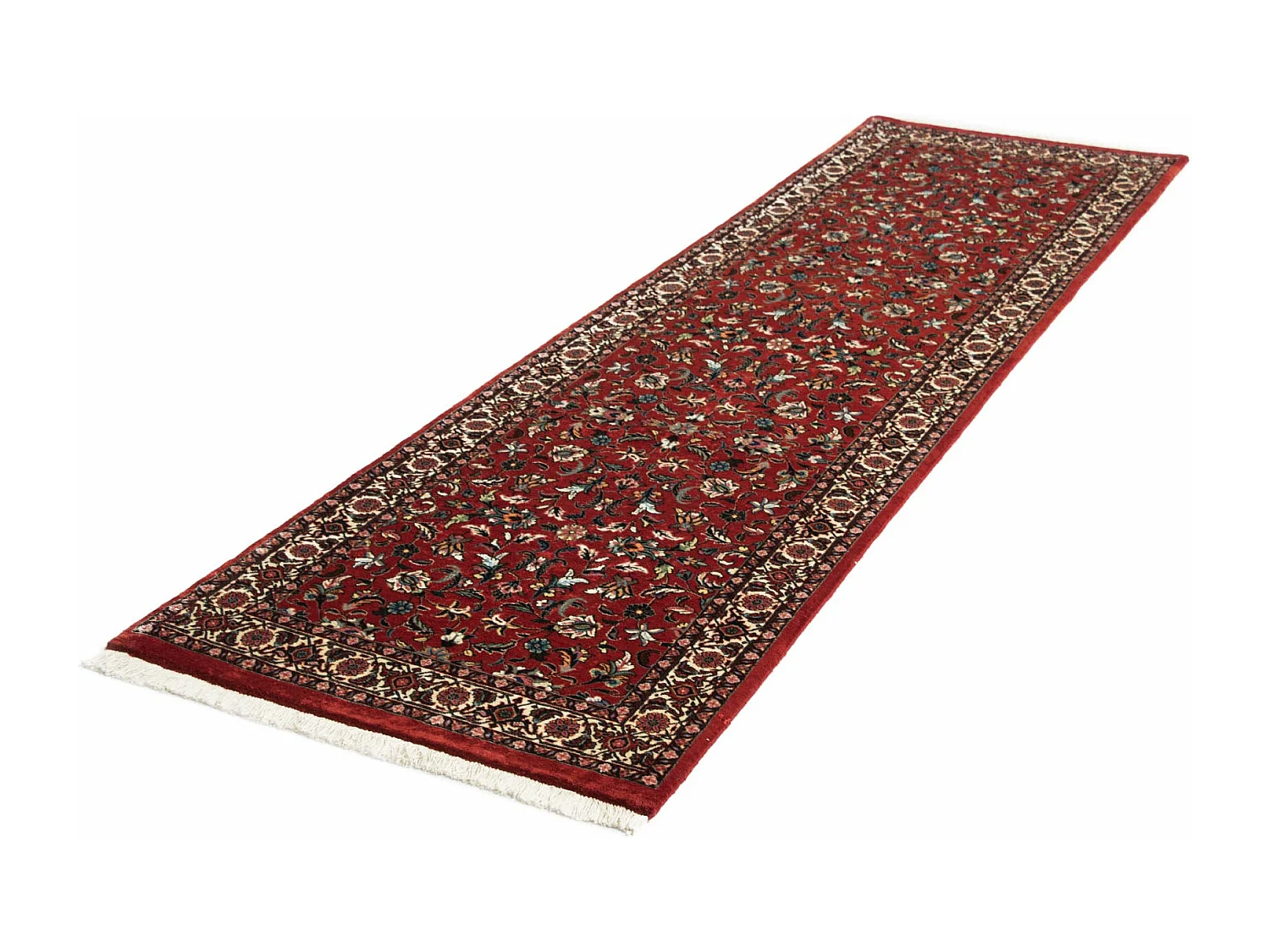 Läufer-Wollteppich 81x300 Rot Bidjar