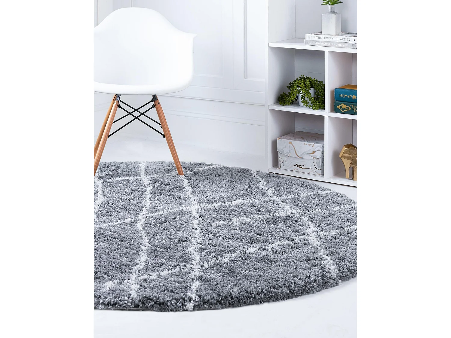 Tapis shaggy 185x185 gris pierre Lachen Fence