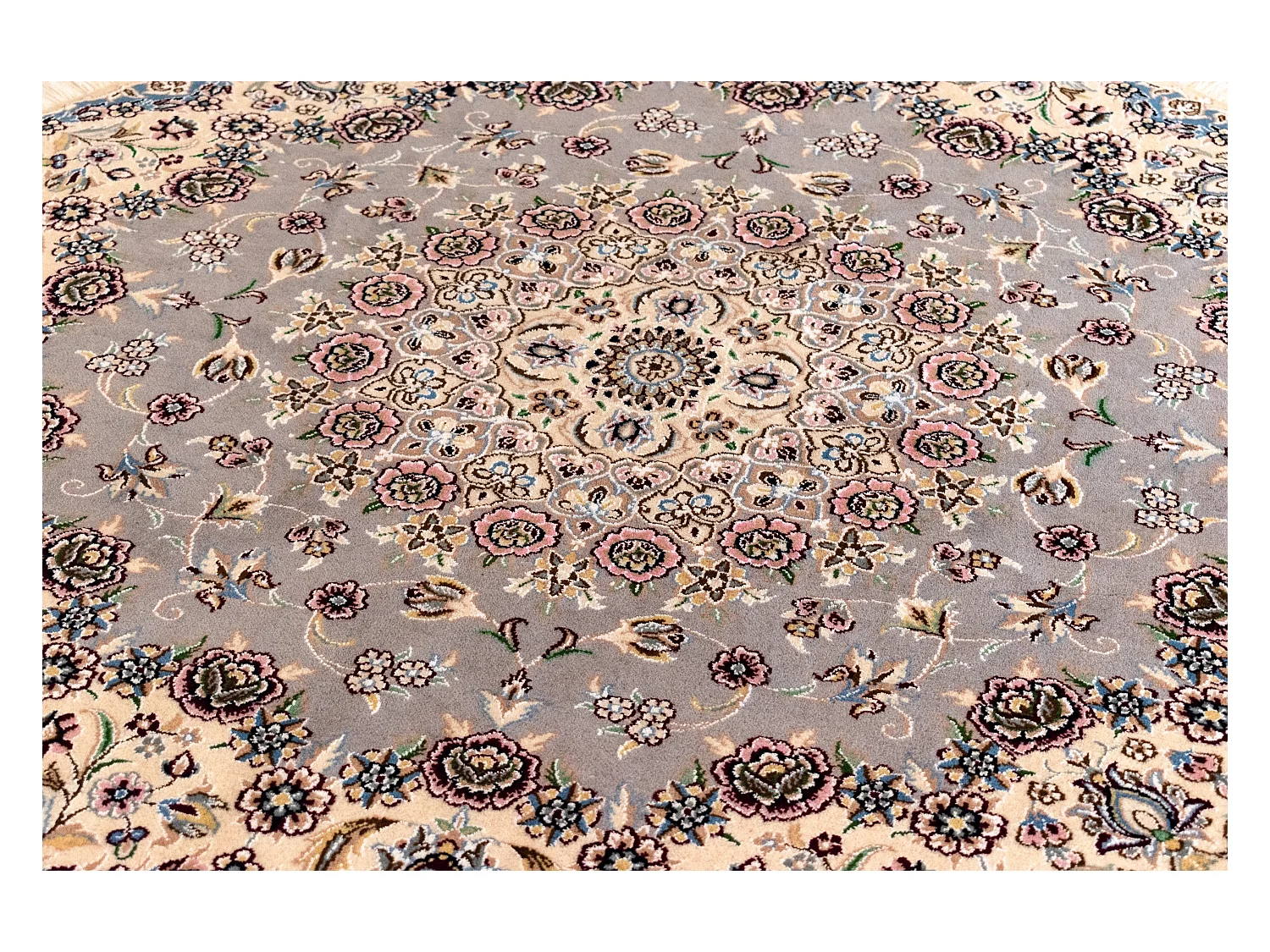 Tapis de laine 150x150 beige Nain