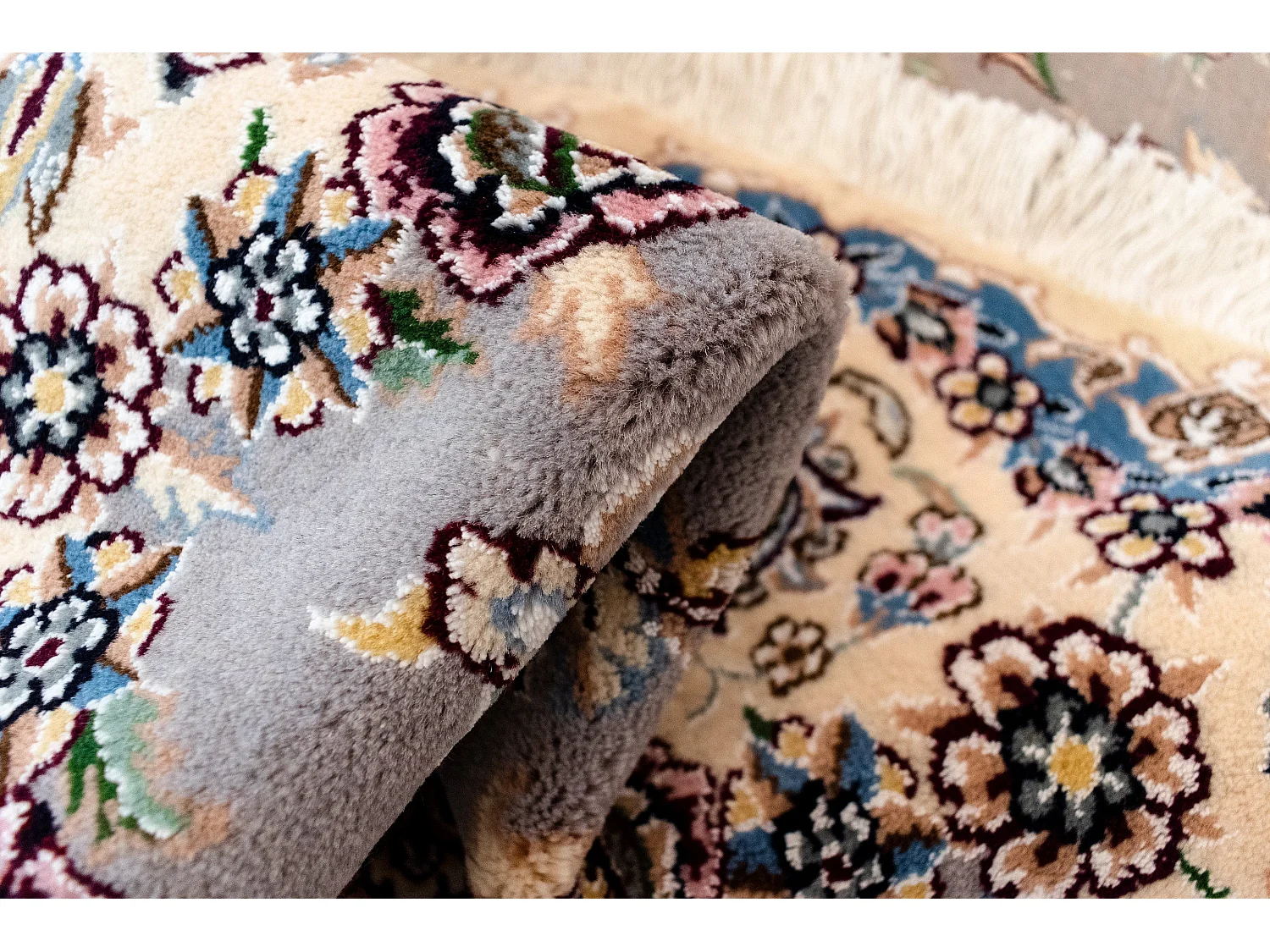 Tapis de laine 150x150 beige Nain