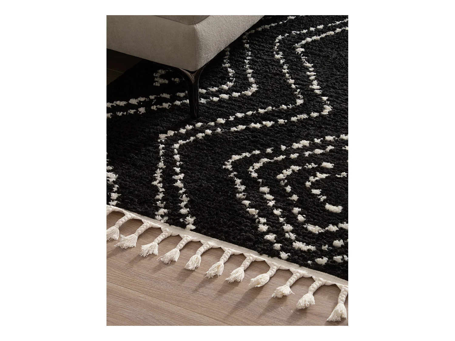 Hoogpolig tapijt 305x240 Zwart Frauenfeld Vaiana