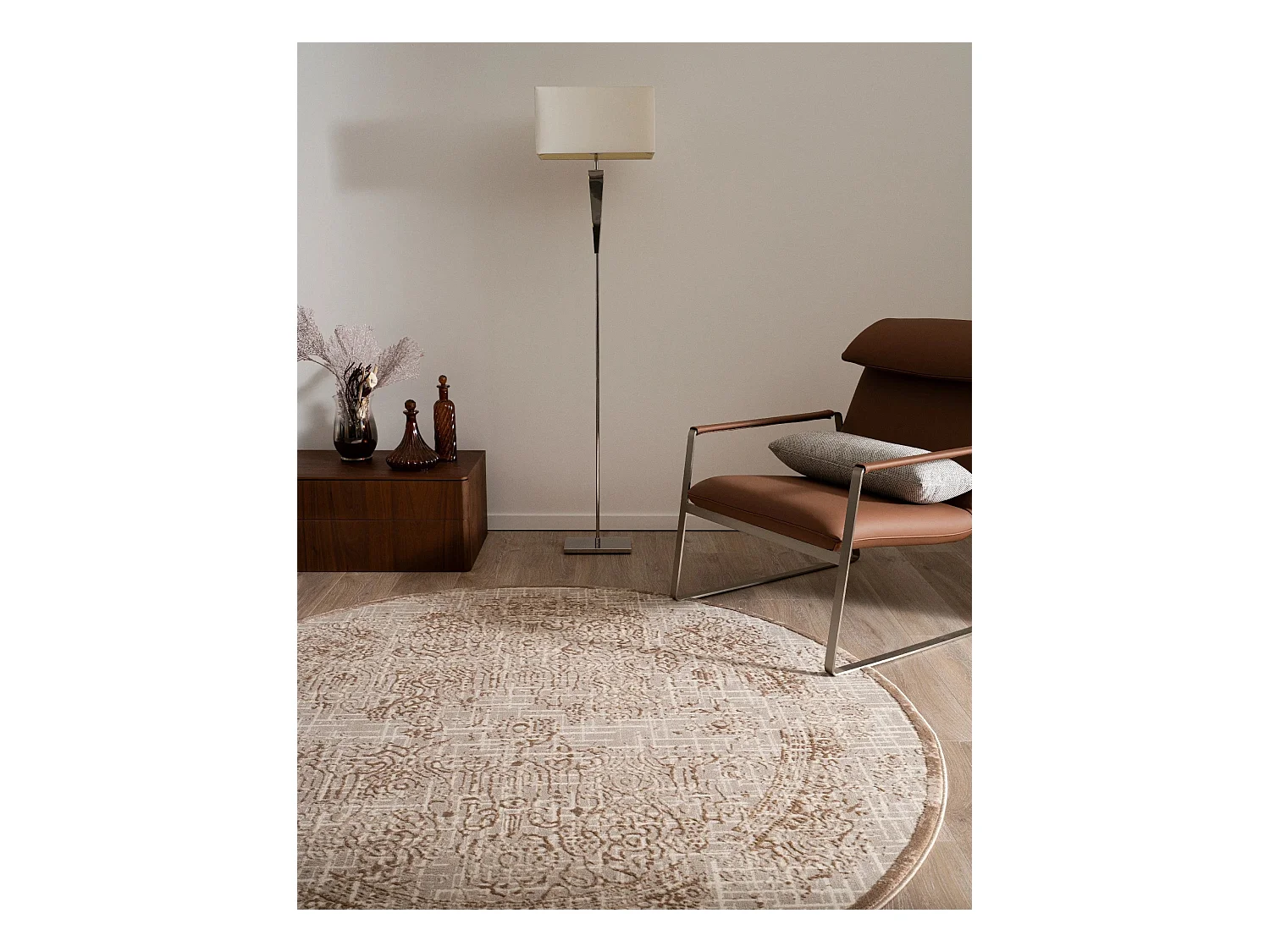 Tappeto 125x125 beige Bern Shimmer
