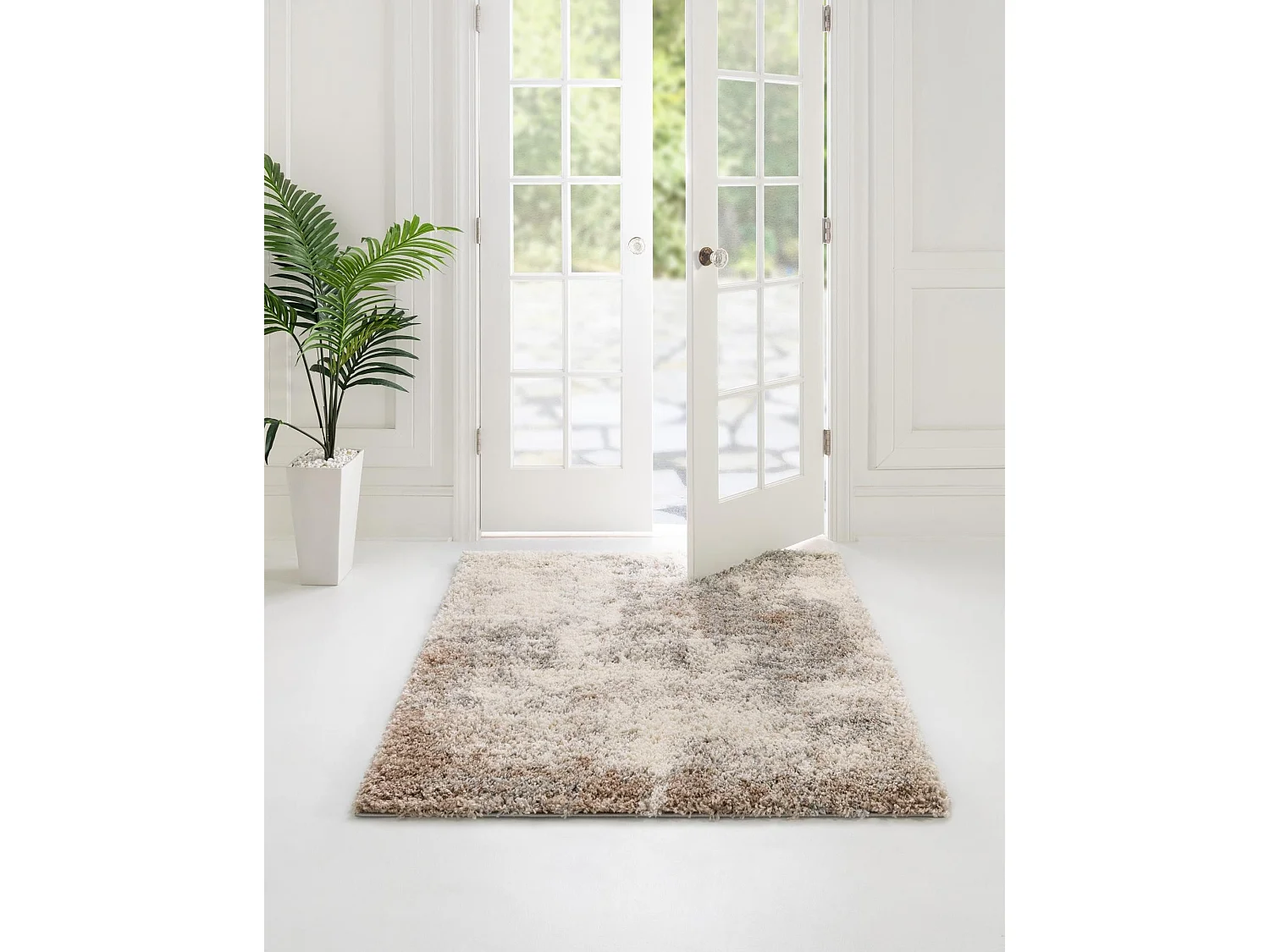 Hoogpolig tapijt 185x185 Beige - Bruin Lachen Haze