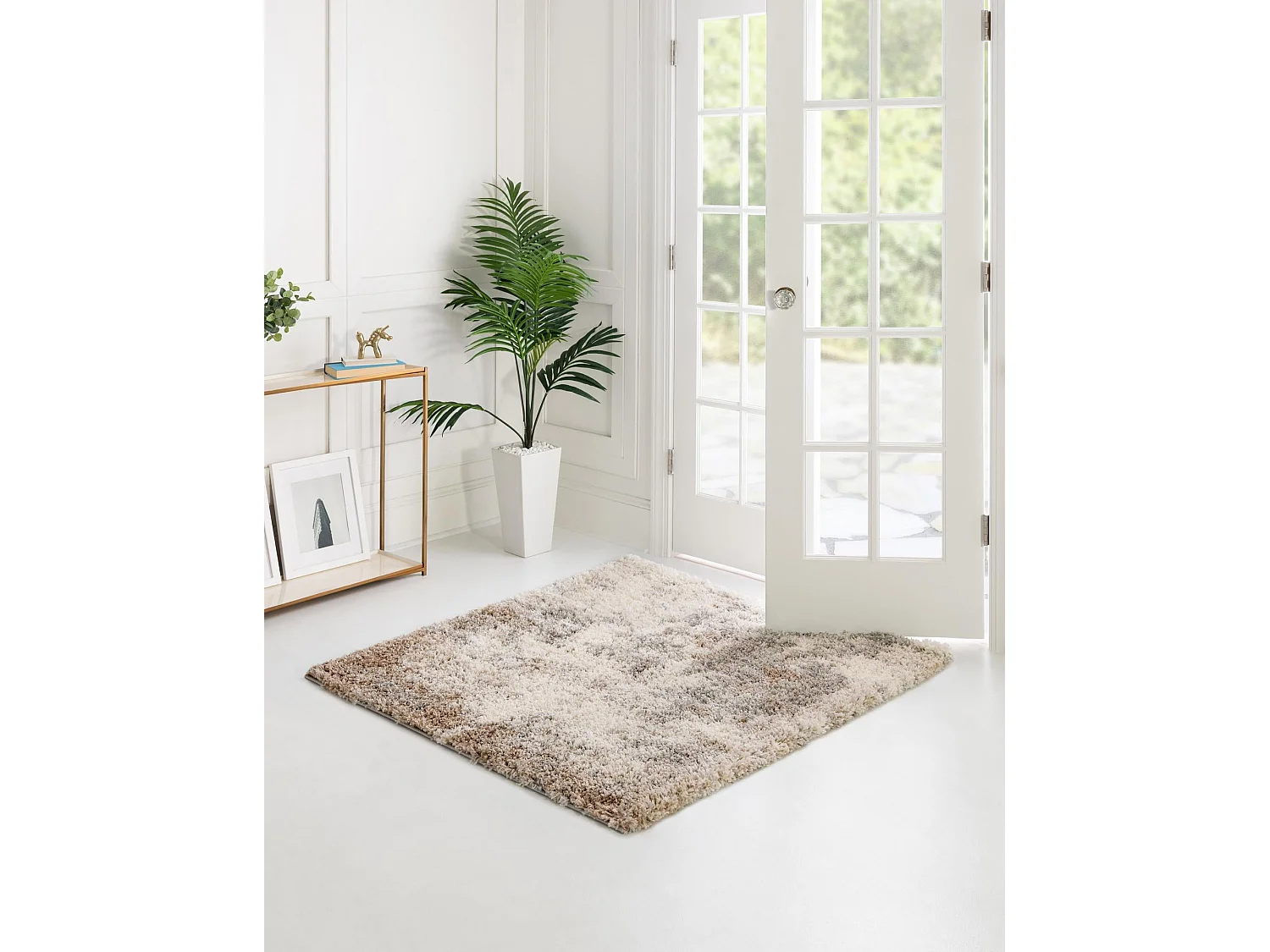 Hoogpolig tapijt 185x185 Beige - Bruin Lachen Haze