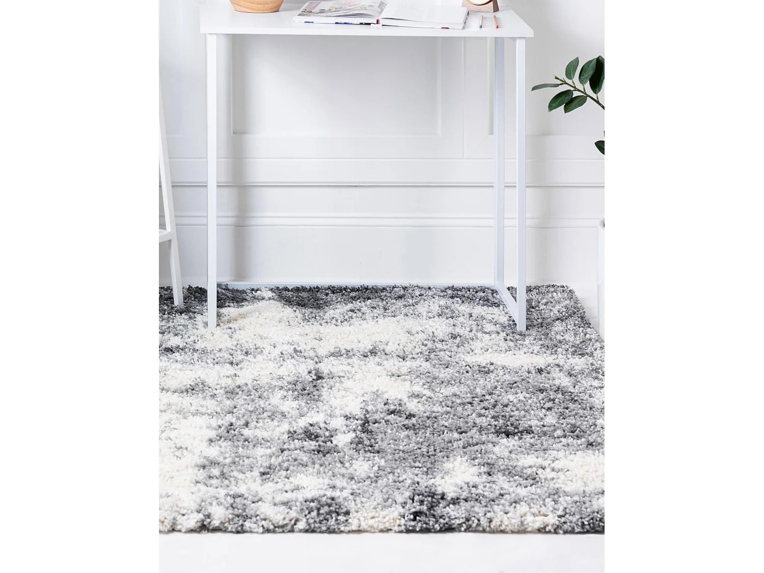 Tapis shaggy 185x185 beige - gris pierre Lachen Haze