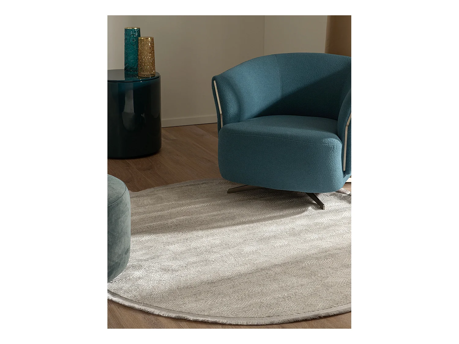 Tapis 160x160 gris clair Davos Cilia