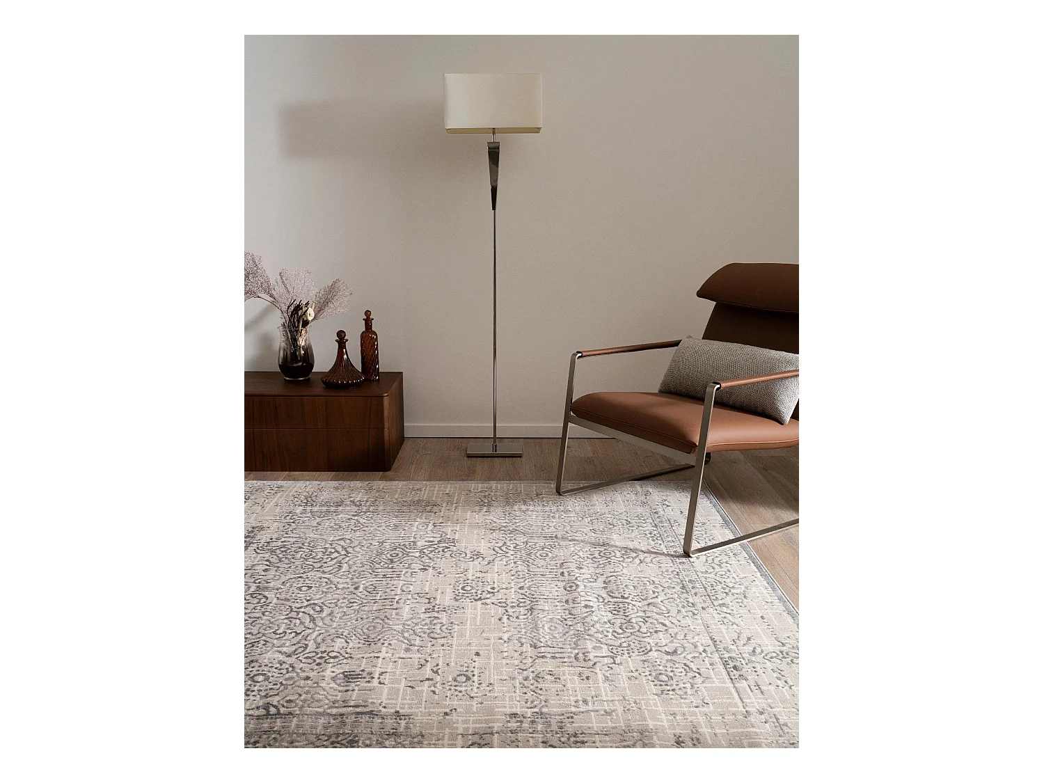 Tapis 185x185 blanc crème Bern Shimmer