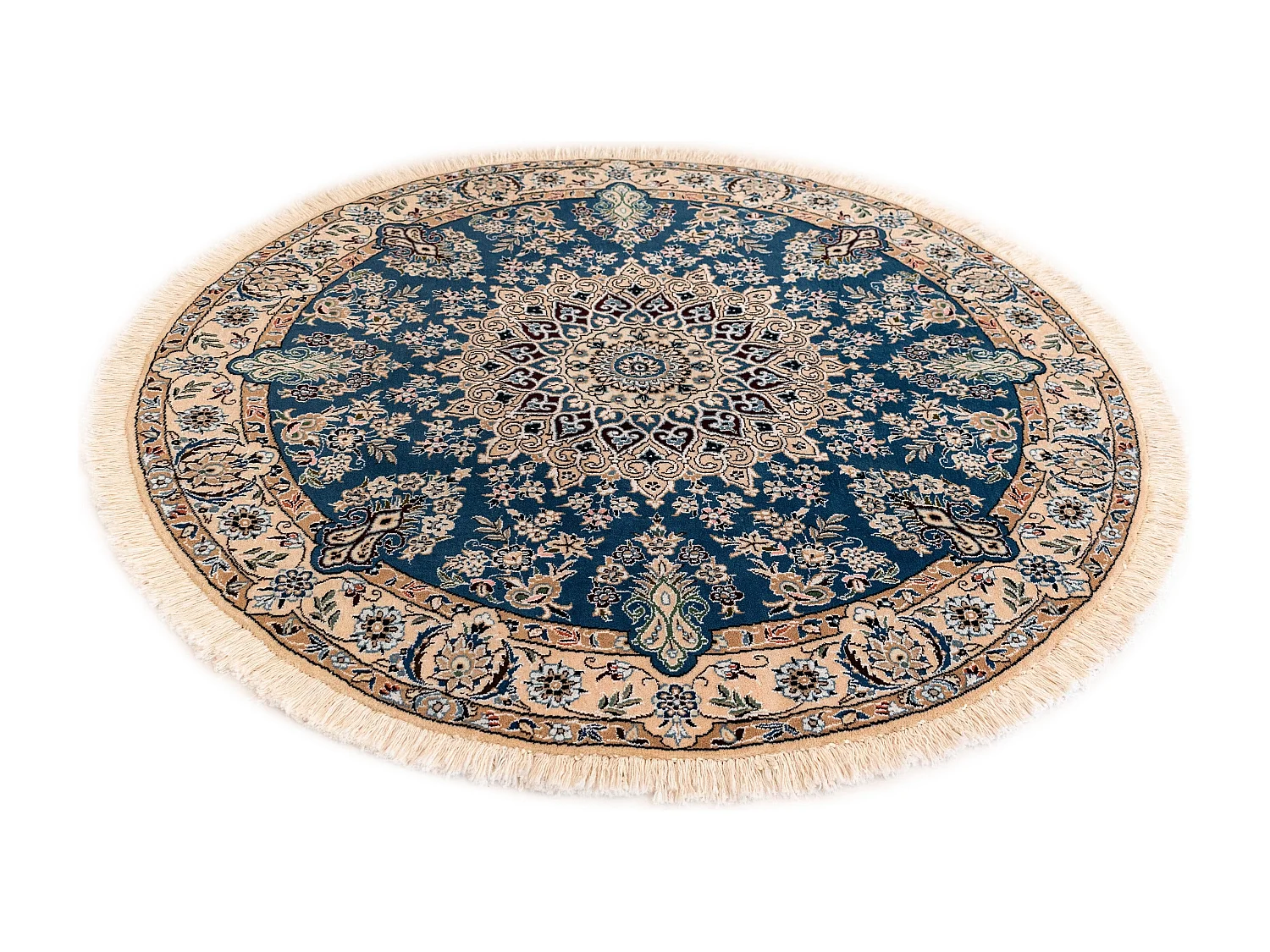 Wollteppich 150x150 Blau Nain