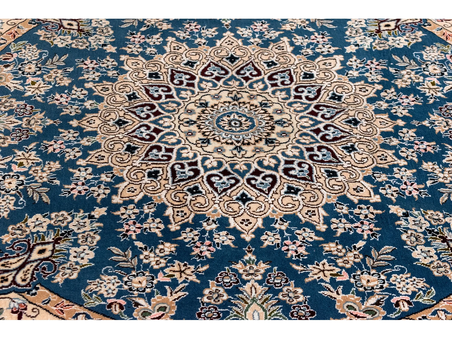 Wollteppich 150x150 Blau Nain