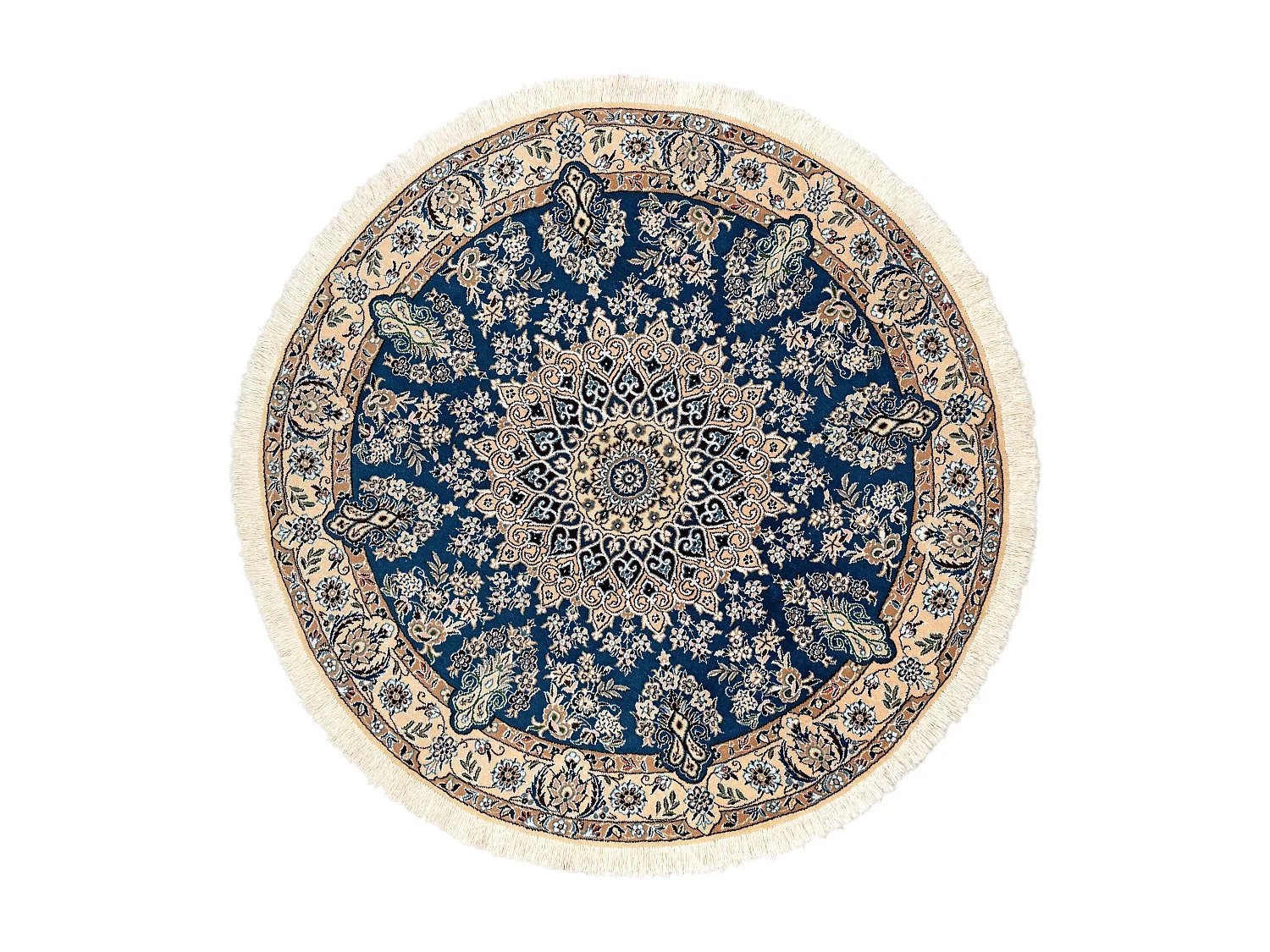 Wollteppich 150x150 Blau Nain