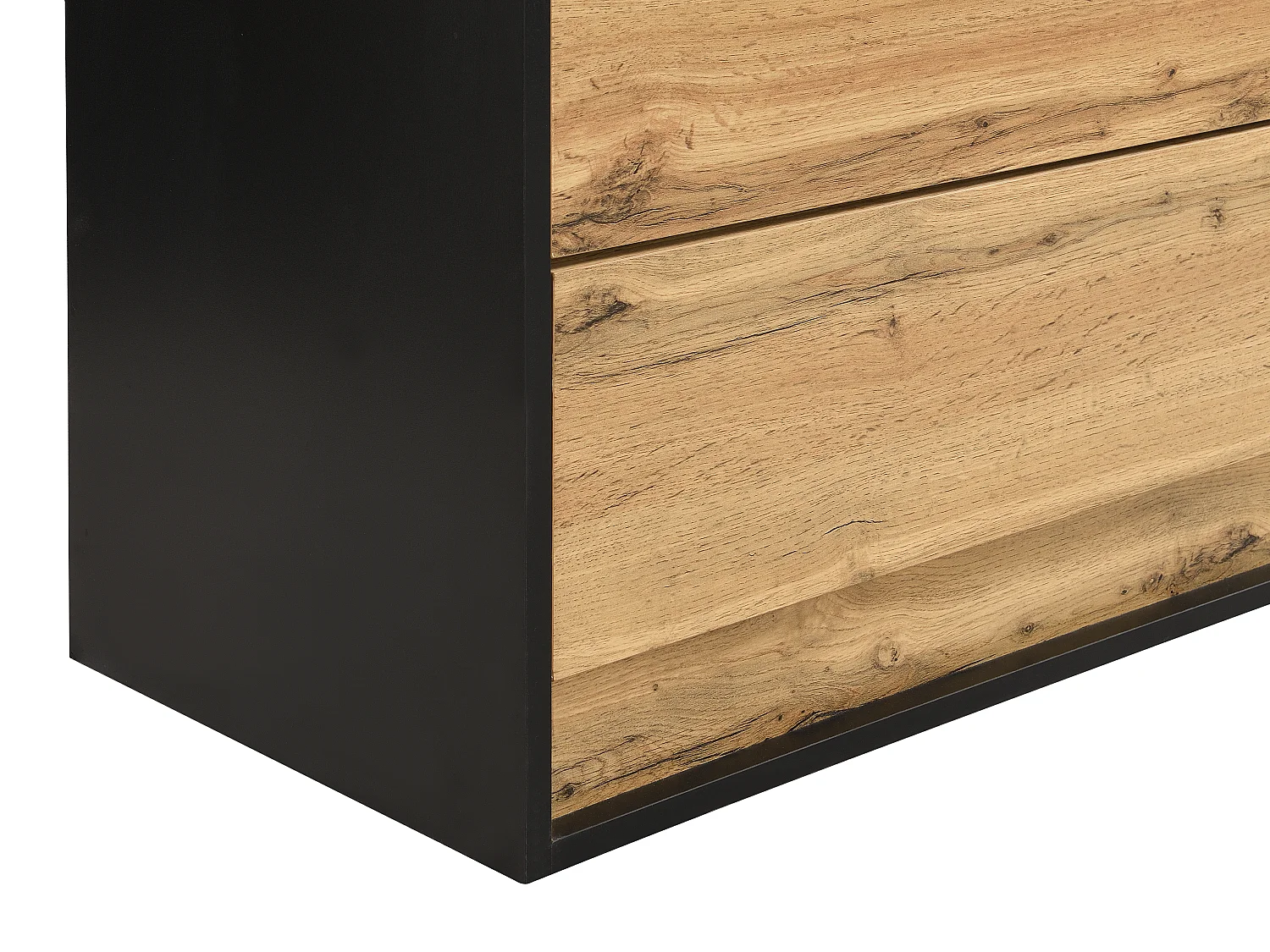 Kommode mit 6 Schubladen - Mit LED-Beleuchtung - MDF - Holzfarben & Schwarz - RUKALO