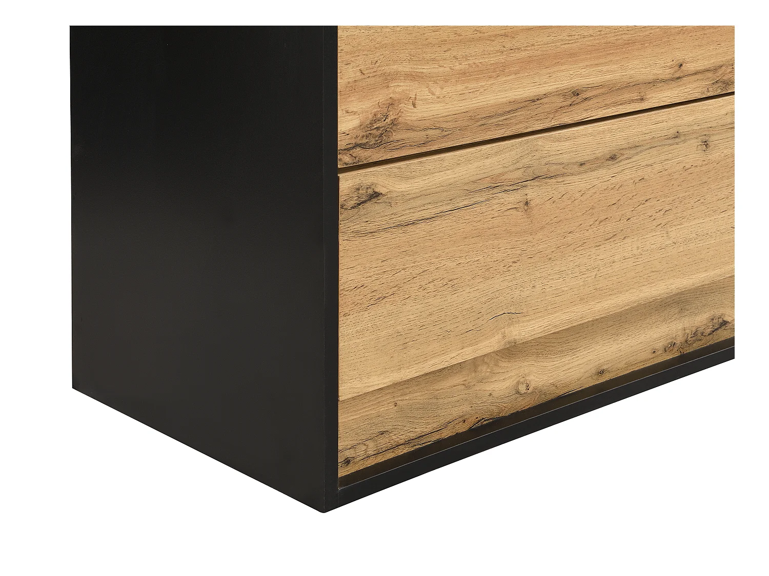 Cómoda 6 gavetas com LEDs em MDF cor natural e preto - RUKALO